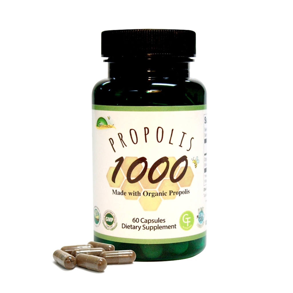 GREENBOW Propolis 1000mg NonGMO Tillverkad med Organic Propolis 60 Capsules VEGAN CAPSULES
