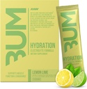 RAW Electrolytes Powder Hydration Drink Mix Packets, Bum Hydrate (Lemon Lime, 20 portioner) - Electrolyte Hydration Packets stöder muskelfunktion och uthållighet - Keto Free Electrolytes Powder Packets