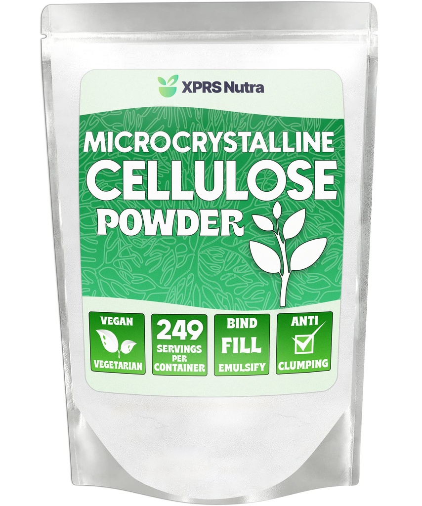 XPRS Nutra Microcrystalline Cellulose Powder - Odorless Cellulose Fiber Powder - 100% Pure Powdered Cellulose Supplement är en olöslig fiber för piller Binder Mix och cellulosa Paste (1,10 pund)