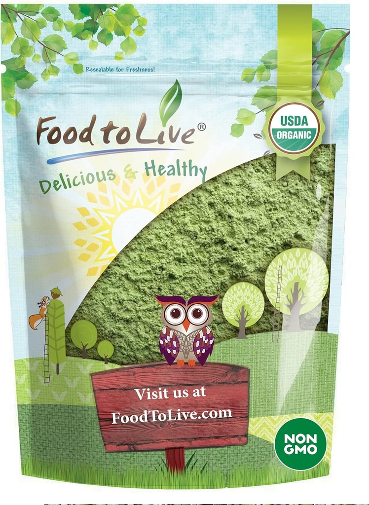 Mat till levande organisk Wheatgrasspulver, 2 pund - Icke-GMO, helblad, rå, icke-strålad, ren, vegansk superfood, bulk, bra för juice, rik i fiber, klorofyll, fettsyror och mineraler