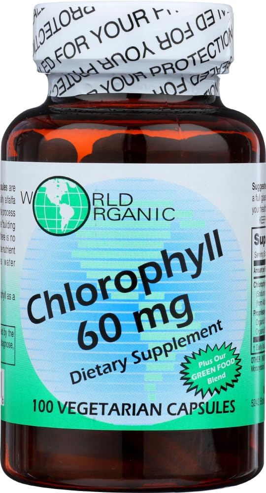 Världsorganisk klorofyll 60MG, 100 CP