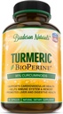 Gurkmeja Curcumin med BioPerine 1500mg - Naturligt och hälsosamt inflammatoriskt stöd med 95% standardiserade Curcuminoids för styrka och absorption - 60 kapslar med svartpeppar