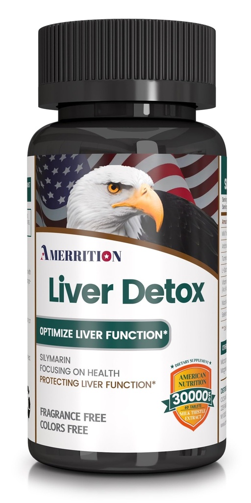 Liver Support Supplement med mjölk Thistle Silymarin, Artichoke Extract, gurkmeja - Optimal Liver Function och Digestive Health - 60 tabletter