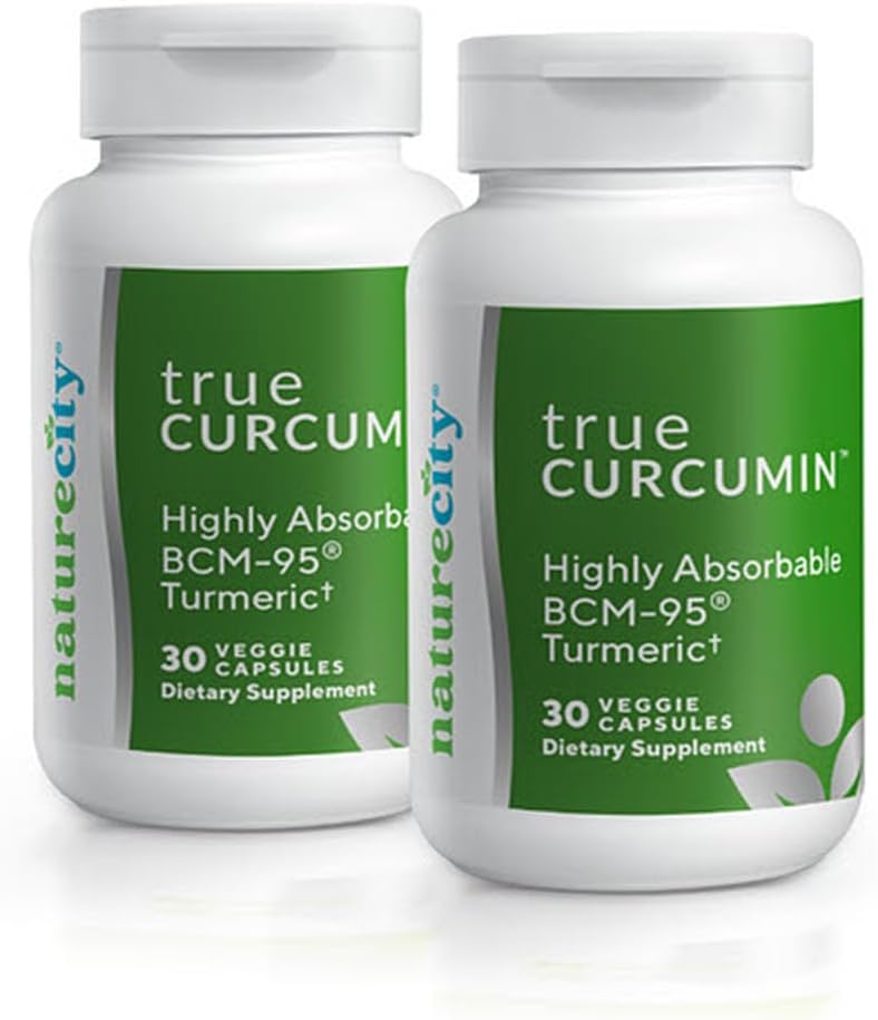 NatureCity True-Curcumin Turmeric Supplement | Icke-GMO Tumeric och Curcumin 500mg Curcuma Capsules Vitamin Supplements | Upp till 700% Ökning i Absorption (60 Dag Supply) | Stöder Joints