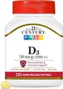 21st Century D3 2000 IE Softgels, 250 greve