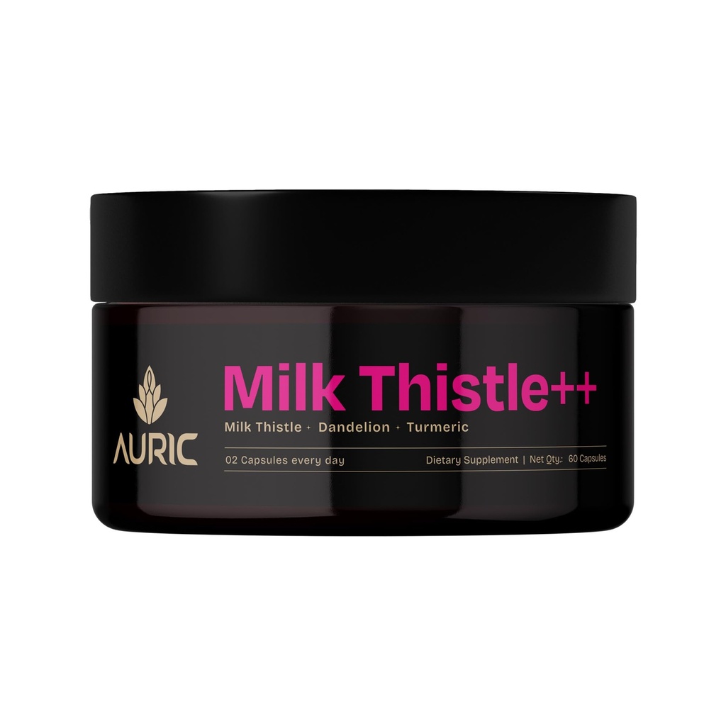 Auric Milk Thistle ++ 60 Capsules | Elite Formula | Daily Wellness Support | Veg Capsules | Gluten-Free | Additive-Free | Plant-Based| 500 mg Actives per Serve