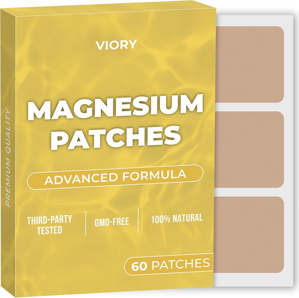 Magnesium Patches (Pack of 60) - 100% naturlig patch för kvinnor och män - med kalcium - muskel- och benstöd, lugnande - förbättrad formel