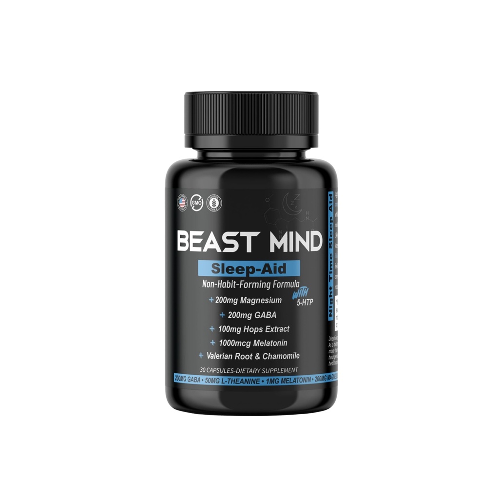 Non-Habit Forming Sleep Aid: Wake Up Refreshed - Kraftfull Formel med Melatonin, GABA, Valerian Root, Chamomile, Magnesium för Restful & Deep Sleep - 30 kapslar