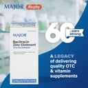 MAJOR Bacitracin Zink Ointment First Aid Antibiotic - Innehåller 144 Unit Dose Packets