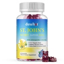 St John's Wort Gummies 600mg, 3 i 1 Organic Herbal Supplements for Stress Relief, Nervous System Support, med Ashwagandha & Holy Basil Extract för vuxna och barn, Non-GMO, Vegan, 60 ct.