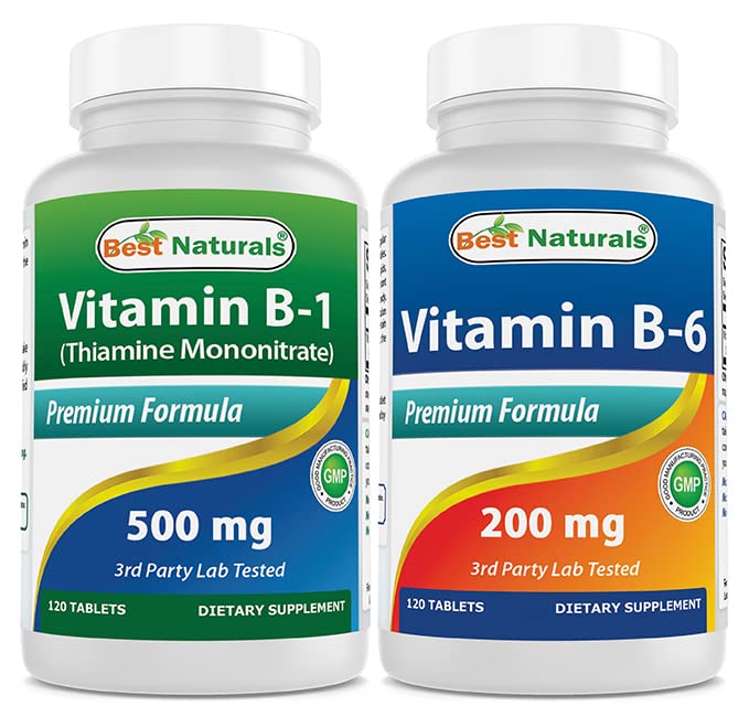Bästa naturliga vitamin B1 som tiamin Mononitrate 500 mg & Vitamin b6 200mg