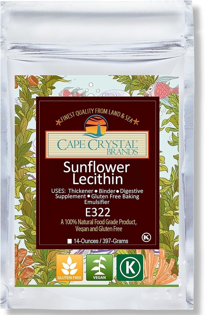 Cape Crystal Sunflower Lecithin Powder, 100% naturlig och glutenfri. Det är Vegan, icke-GMO Alternativ till Soy Lecithin Powder (14-oz.)