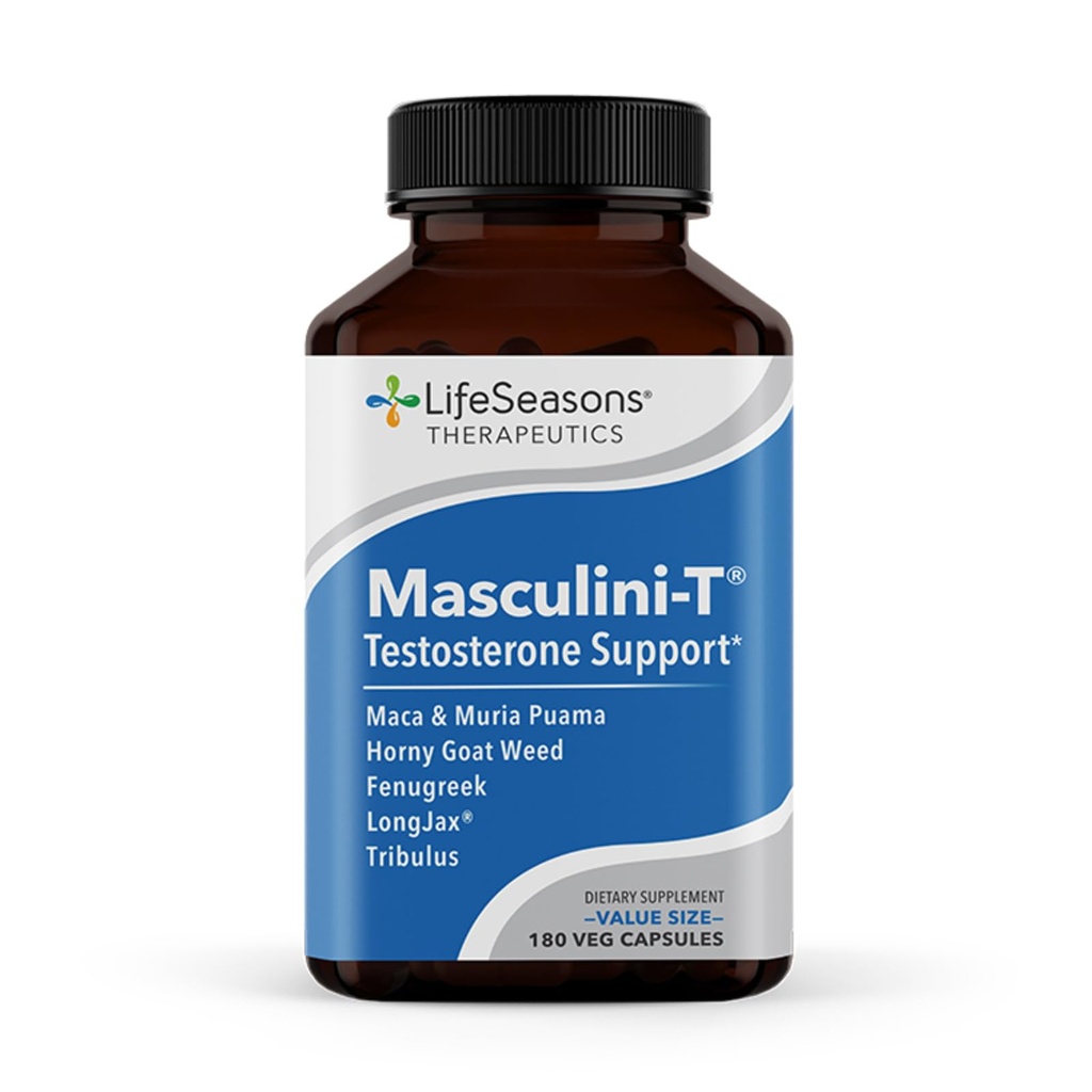 LifeSeasons Masculini-T - Testosteron Support Supplement - Förbättrar mentala och fysiska aspekter av sexuell och atletisk prestanda - Stöder normal erektil funktion - Förbättra Libido - 180 kapslar