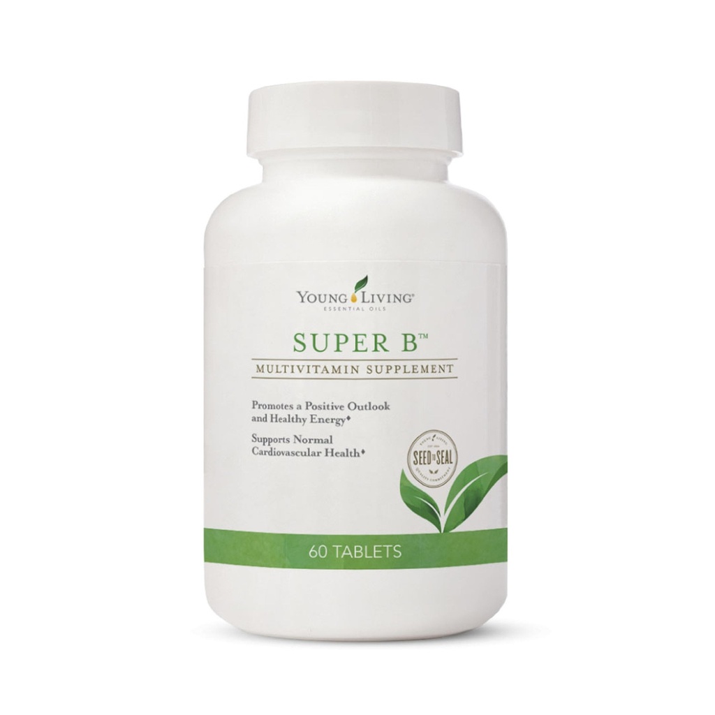 Young Living Super B Tablets, 60-Count Bottle | B Vitaminer & Minerals | Stöder Hälsosamma energinivåer | Keto-Friendly | Naturlig folatkälla | Innehåller kalcium, magnesium och vitamin B6