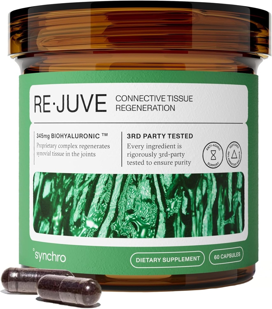 Synchro - Rejuve Joint Support Supplement, Non-GMO Cartilage och Joint Support, Joint Supplement med Hyaluronic Acid och Anthocyanins, 60 Joint Health Supplement Capsules