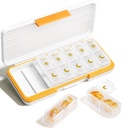 AM PM Pill Organizer 2 Times A Day, 7 Day Pill Box Weekly Pill Organizer Travel med separat behållare, Portable Daily Medicine Planner Dispenser Case för vitamin, fiskoljor, kosttillskott (Beige)