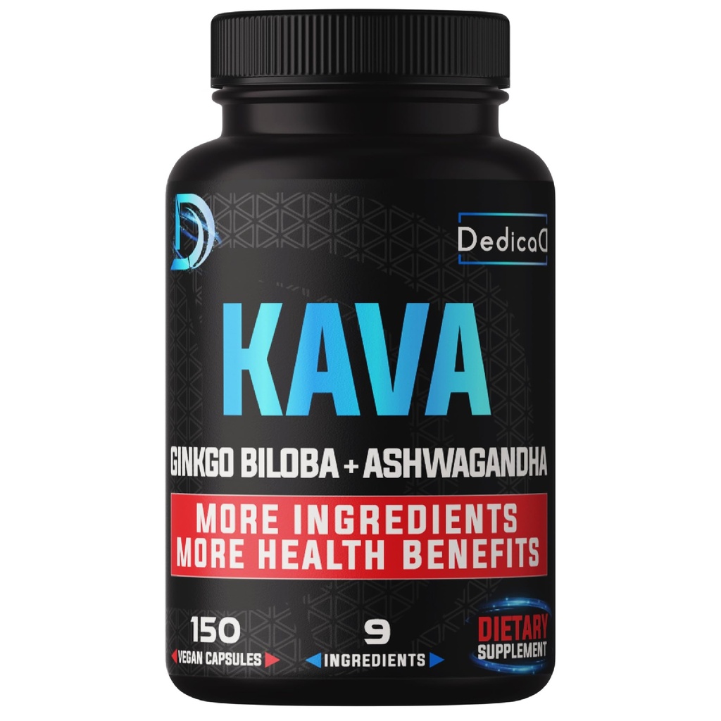 9in1 Kava Kava Capsules 5-månaders leverans 15:1 Extrakt för sömn, sinne och immunstöd - 9 naturliga örter inkluderar Ginkgo, Ashwagandha, Graviola, Valerian & More - 150 Vegan kapslar