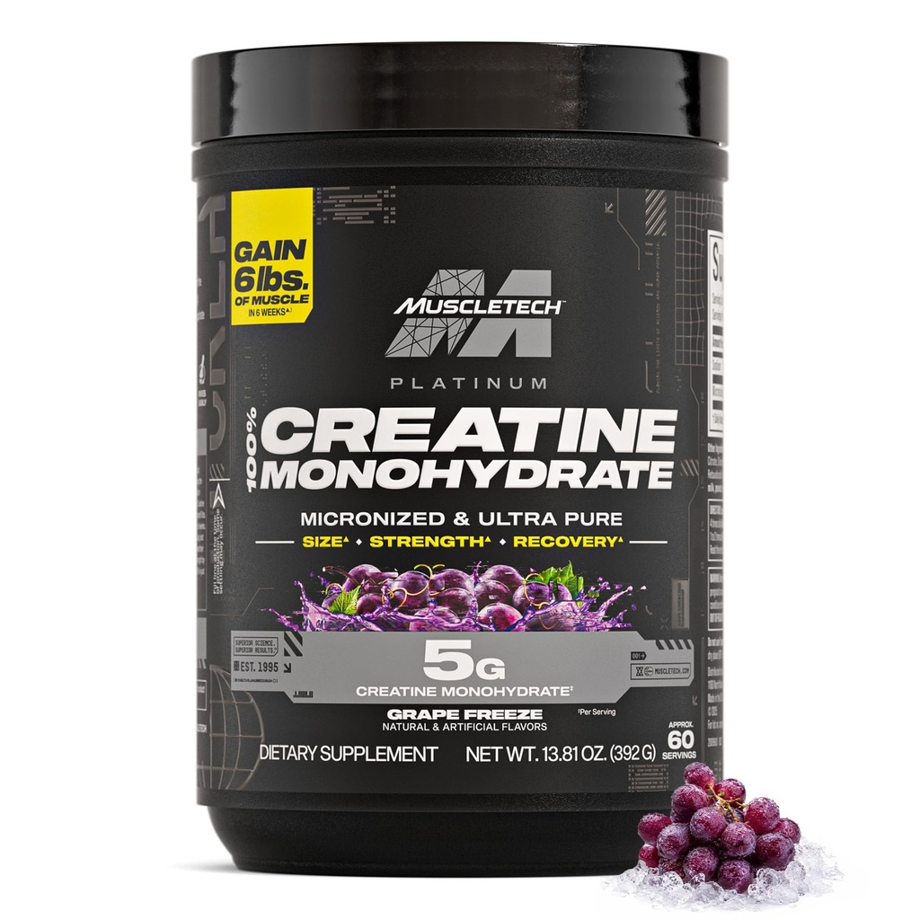 MuscleTech Essential Series Platinum 100% Creatine 60 Servings Grape Freeze (13.81oz)