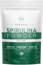 Spirulina pulver organisk 225g - 64 portioner 3,5 g serveringsstorlek - USDA-certifierad - RAW Nutrient Dense Över 70% protein per portion - renaste källan Vegan protein - Superfood