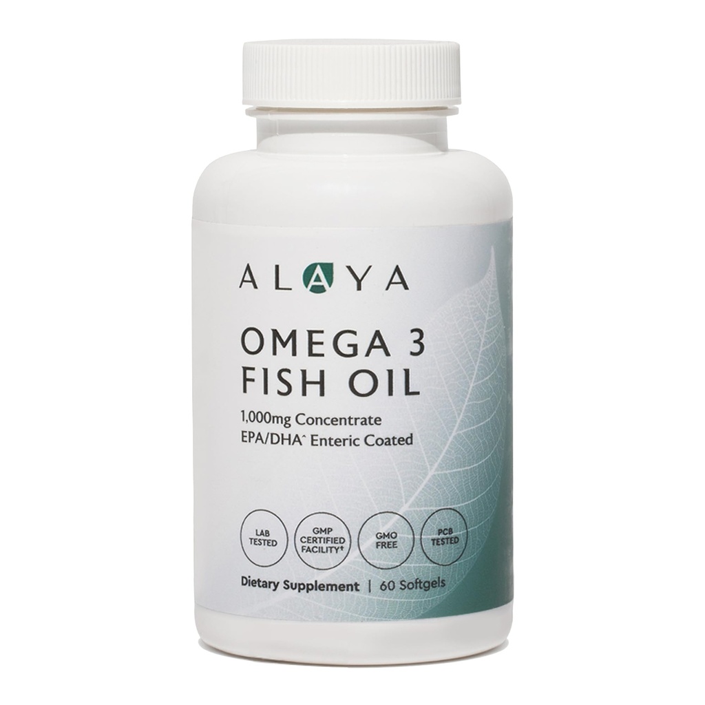 Alaya Naturals - Omega 3 Fish Oil, 1000 mcg, 60 Softgels, Non-GMO, No Fishy Aftertaste