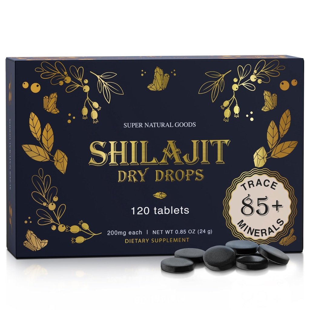 Pure Shilajit Resin Dry Drops - High Potency, Grade A, 100% Pure & Natural with Fulvic Acid & 85+ Trace Minerals | Better Energy Metabolism & Immune Support | 120 Easy-to-Take Tablets for Men & Women