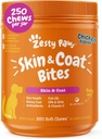 Zesty Paws Omega 3 fiskolja för hundar - Zesty Paw Dog Vitaminer och tillägg för Hip, Joint & Skin, Chicken (250 Chews)