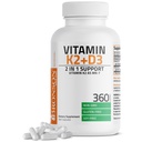 Bronson Vitamin K2 (MK7) med D3 Supplement Non-GMO Formel 5000 IE Vitamin D3 & 90 mcg K2 MK-7 Lätt att Svälja D & K Complex, 360 kapslar