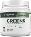 Transparent Labs Prebiotic Greens - Superfood Powder & Antioxidanter Tillägg med organisk Spirulina, Chloerra, Acacia, & Green Banana Powder - 30 portioner, Peach Mango