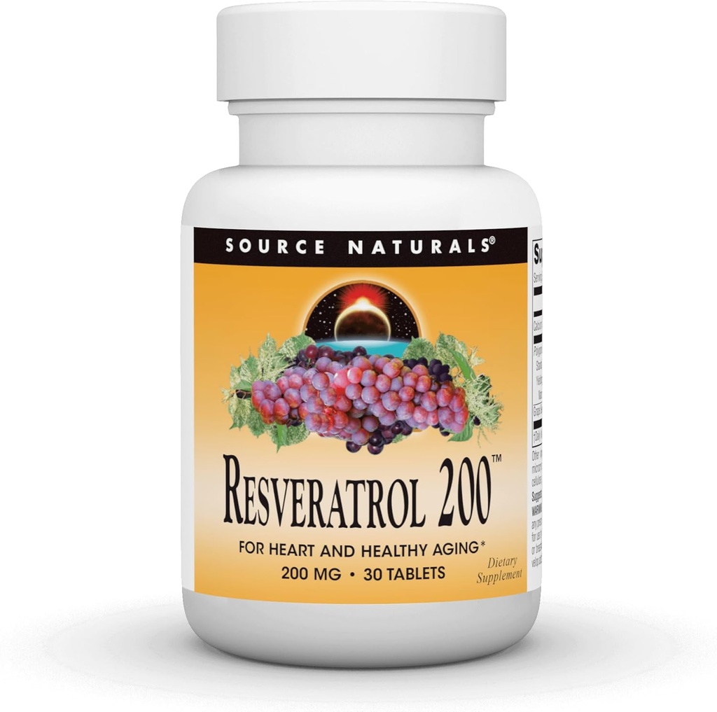 Källa Naturals Resveratrol, för hjärta och hälsosam åldrande * 200 mg - 30 tabletter