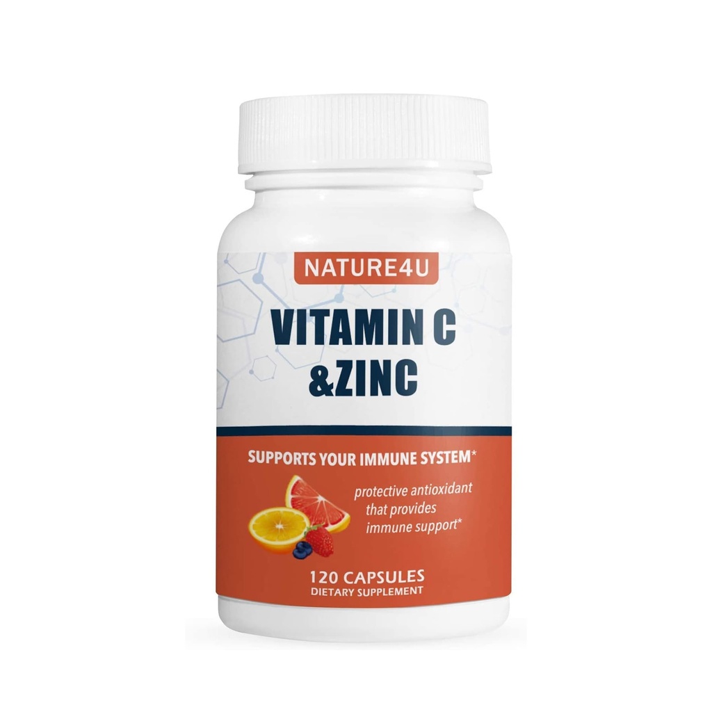 Vitamin C 1000mg med Zink, Rose Hips och Citrus Bioflavonoider, Immune Support Supplement Antioxidants Protection, 120 kapslar