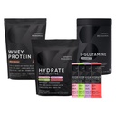 Sports Research Multi Flavor Hydrate Electrolytes Packets, nederländska Chocolate Flavored Whey Protein Isolate Powder och Unflavored L-Glutamin