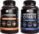 PURE ORIGINAL INGREDIENTS L-Tyrosine och Magnesium Citrate Bundle, 365 kapslar varje, alltid ren, Lab Verified