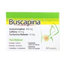 Buscapina Pain Relief Caplets - PMS, Cramps, Headaches, Bloating, Back & Joint Pain - för kvinnor och män - Box med 24 Caplets