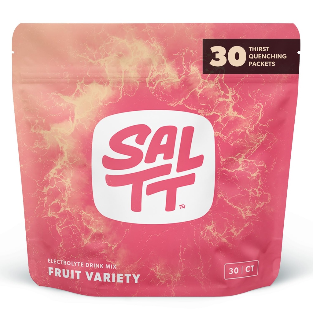 SALTT Electrolytes Powder Packets, Fruit Variety Pack (30 Packets) - Magnesium, kalium, natrium, spårmineraler - Vegan, Sugar Free, Gluten Free - Travel Essentials - Tillverkad i USA