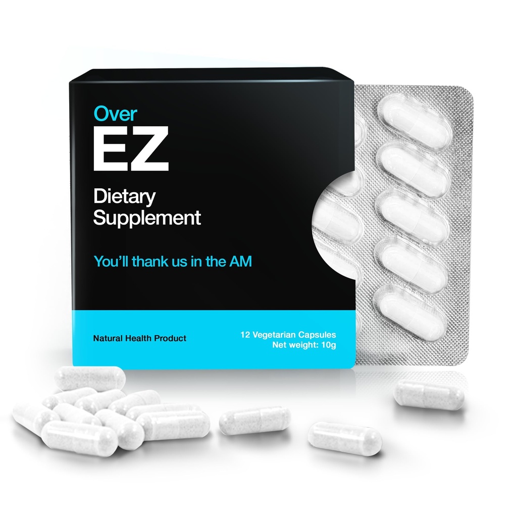 Över EZ Pre-Drink Supplement - Party Recovery & Prevention Pills för en Night Out & Better Mornings (12 kapslar) & Milk Thistle, Aminosyror, vitamin Bs