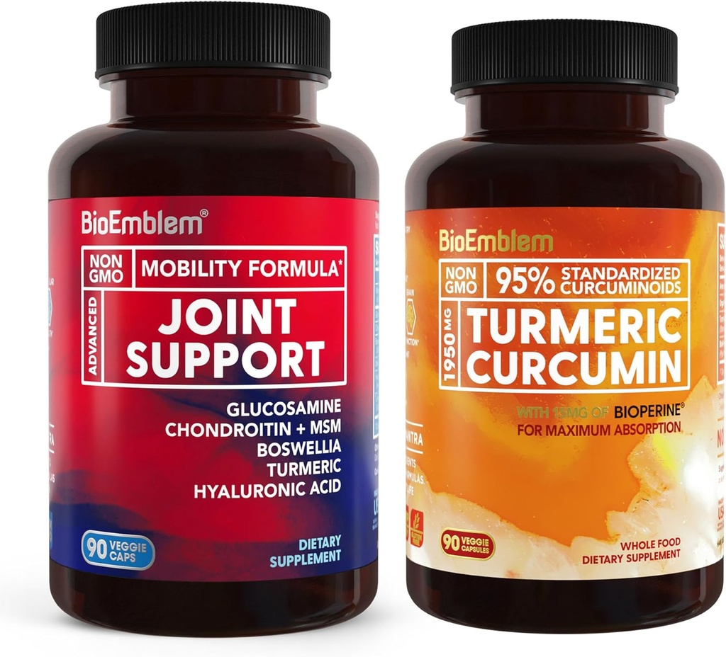 BioEmblem Turmeric Curcumin Supplement med BioPerine och Joint Support