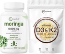 Micro Ingredients Vitamin D3 10.000iu + K2 200mcg Coconut Oil Softgels & Moringa Oleifera 6.000mg Equivalent 300 kapslar Bundle 2 Pack | Essential Sunshine Vitamins | Antioxidant Supplement
