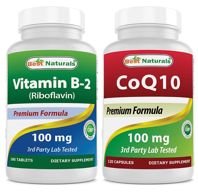 Bästa naturliga vitamin B2 (Riboflavin) 100 mg & COQ10 100 mg