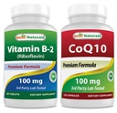 Bästa naturliga vitamin B2 (Riboflavin) 100 mg & COQ10 100 mg