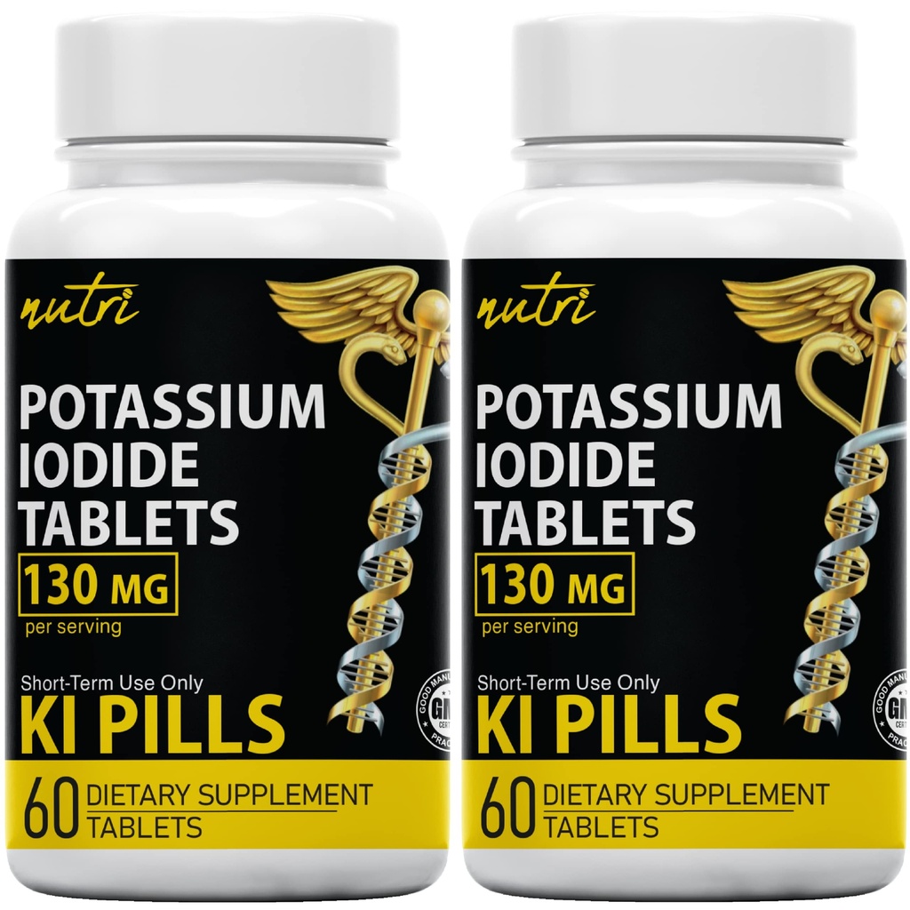 Naturens Fusions Kaliumjodid tabletter 130 mg (Pack av 2) - (120 tabletter) EXP 10/2032 - Ki Pills - Yoduro de potasio