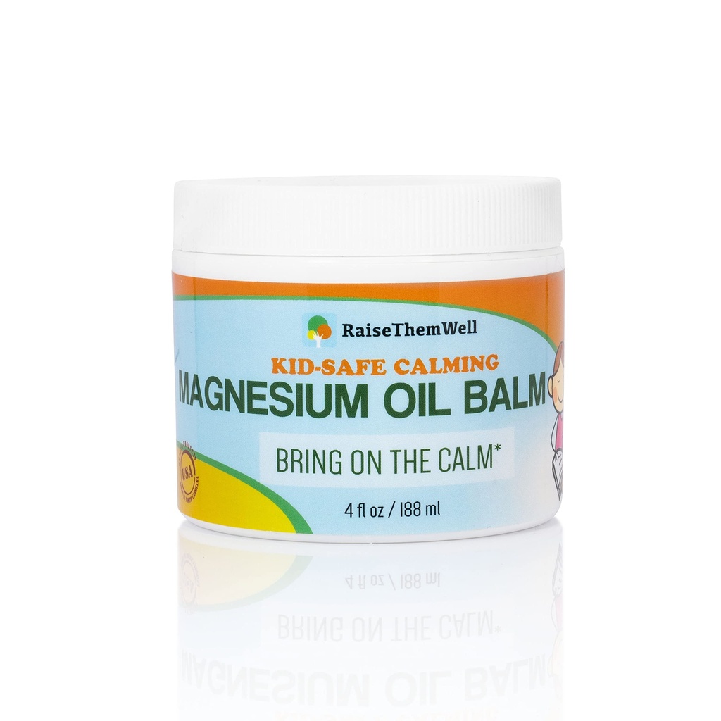Raise Them Well Kids Calming Magnesium Balm - 4 fl oz | Natural Anxiety & Sleep Support Cream med Lavender, Coconut Oil & Jojoba | Soothing Magnesium Oil för småbarn och barn