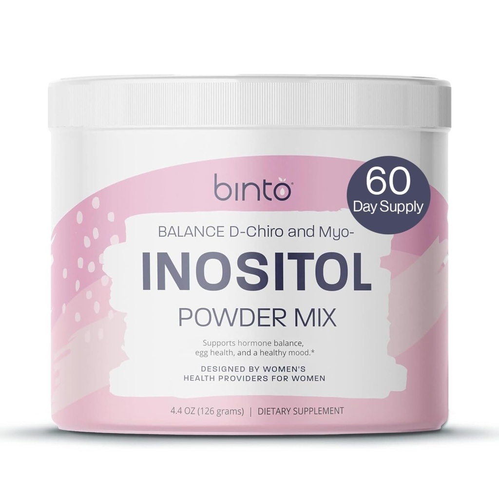 Binto Inositol Powder Mix | 60-Day Supply | 40:1 Ratio of Myo and D-Chiro Inositol | Hormone Balance and Ovulation Support | Preservative Free