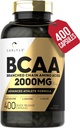 Carlyle BCAA Capsules | 2000mg | 400 Powder Pills | Amino Acids Supplement Blend | för kvinnor och män | med L-Isoleucine, L-Leucine, L-Valine | Non-GMO och Gluten Free