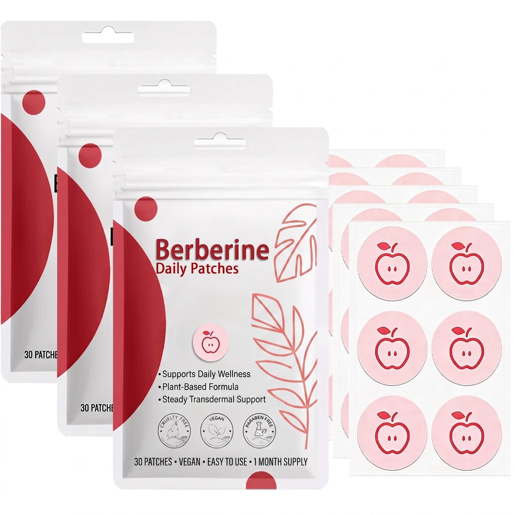 Berberine Patches, Advanced Natural Formula Body Care Patches for Men & Women, Long-Lasting Support, Adhesive for All Body Areas, 90 Counts
