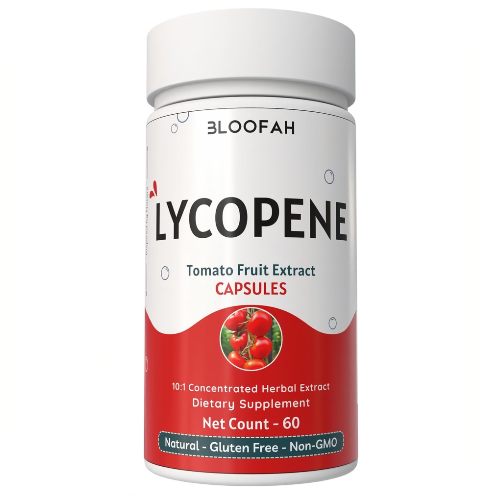Tomato Fruit Capsules 500mg Rich in Lycopene Tomato Fruit Concentrated 10:1 Extract Powder | Non-GMO & Gluten Free Formula | Natural Carotenoid Supplement (60 greve 1)