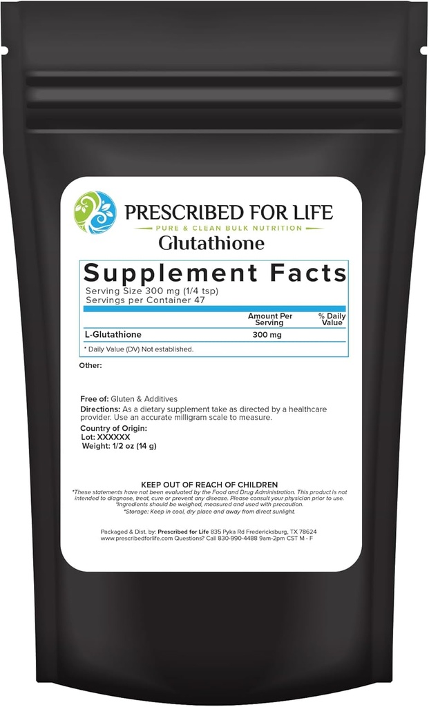 Förskrivet för Liv L Glutathione Powder, Ren Reducerad Glutathione, Tripeptide av Aminosyror Glycin, Glutamin och Cystein, Antioxidanter Supplement för Immune Support (0,5oz / 14g)