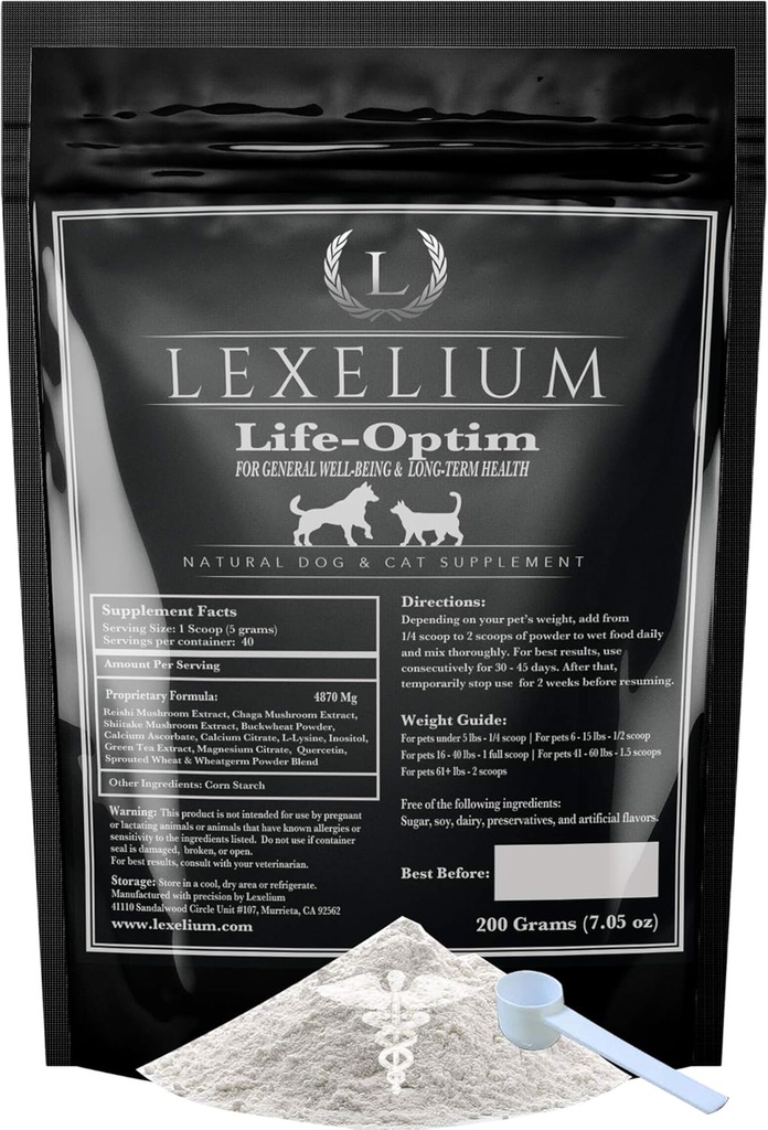 Life-Optim Terminal Illness Support Blend for Dogs and Cats | 100% Natural Supplement Powder | Designed to Extend and Improve Quality of Life | 200 Gram Powder Bag