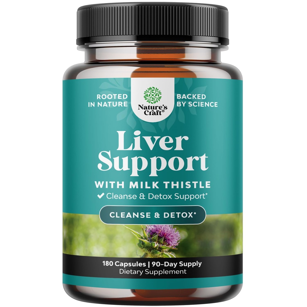 Liver Cleanse Detox & Repair 180 kapslar - Herbal Liver Support Milk Thistle Supplement - Silymarin Milk Thistle Supplements med Dandelion Root, Choline, Beetroot & Artichoke Extract