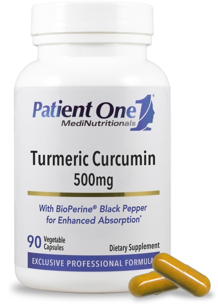 Patient En gurkmeja Curcumin 500 mg | Tillägg för att stödja hälsosamt inflammatoriskt svar och mer * | med Black Pepper Extract | 90 kapslar