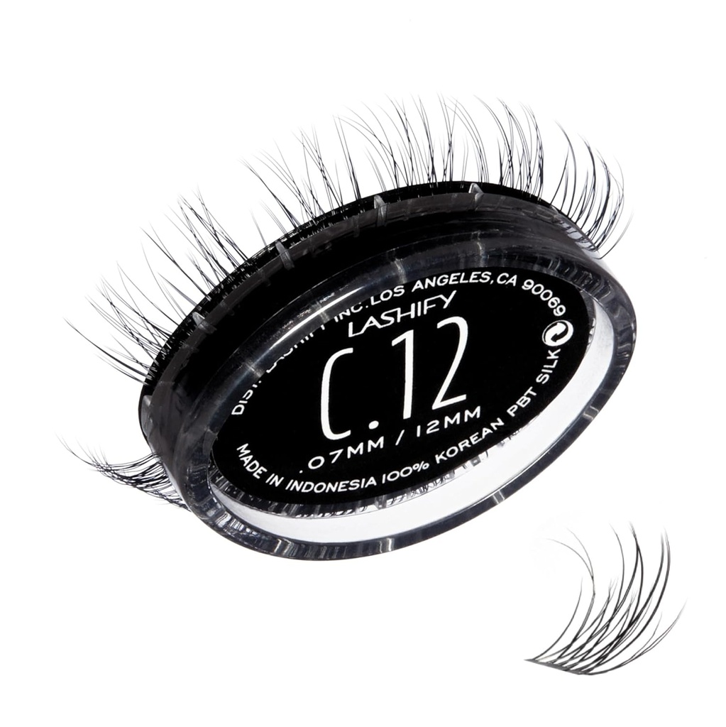 Lashify Curl 12mm Gossamer DIY Eyelash Extensions Refill, Black, Easy False Eyelashes för en naturlig look